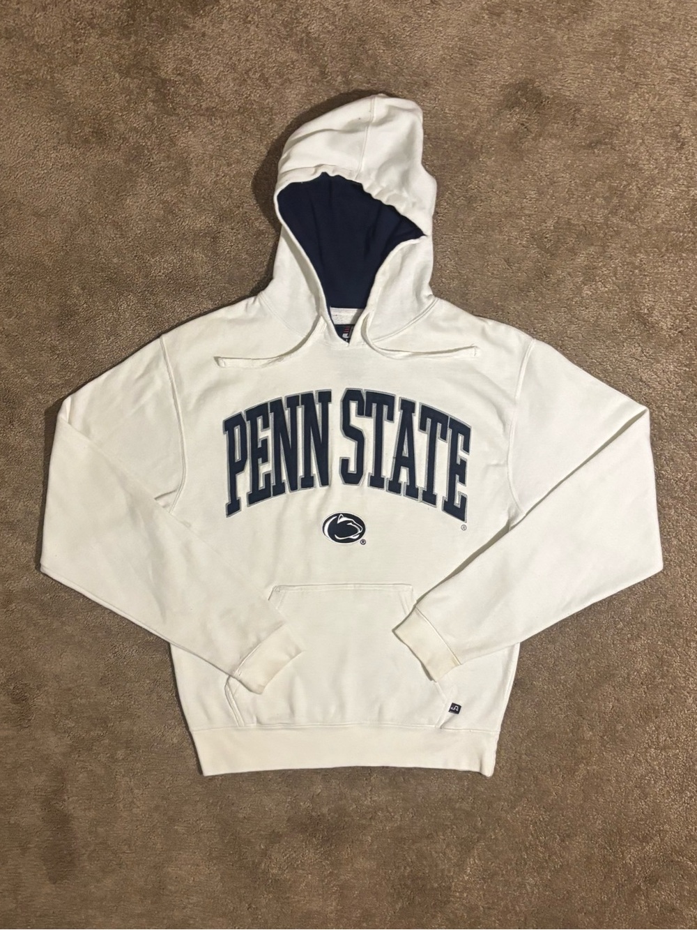 Penn State Hoodie Small J America White Navy Blue Pullover Sweatshirt Embroidere